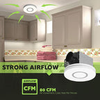Homewerks 7141-80-RGB Bathroom Fan with Light LED Color Changing and Dimmable, SmartVent Humidity Sensing Ventilation Fan with Remote, 80 CFM 1.0 Sones