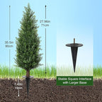 3FT Artificial Cedar Topiary Trees with Ground Spike, Set of 2 UV Resistant Fake Evergreen Bushes Shrubs Trees Artificial Plants Realistic Faux Cypress Plants for Indoor Outdoor Front Porch Garden