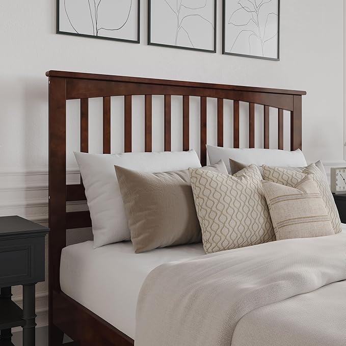 AFI, Mission Queen Solid Wood Headboard with Attachable Charger, Walnut