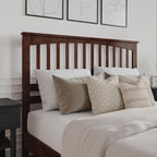 AFI, Mission Queen Solid Wood Headboard with Attachable Charger, Walnut