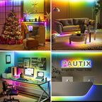 PAUTIX RGB Smart IC COB LED Strip Light USB 5V 6.56ft/2m,Work with Alexa/Google Assistant,Color Chasing UL-Listed Multicolor Flexible Tape LED Strip Light,for Cabinet,TV,Bedroom,Party DIY Decoration