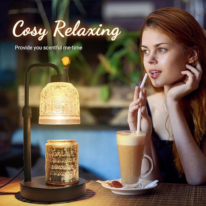 AIFEI Candle Warmer Lamp with Timer, Dimmable Adjustable Height Candle Lamp, Birthday Gifts for Women Mom Sister Friends, Candle Warmer Gifts New Home Decor, Candle Lamp Warmer with 2 Bulbs - Black