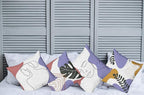 Ambesonne Minimal Throw Pillow Cushion Case Pack of 4, Modern Line Art Woman Portrait Contemporary Leafy Geometric Details, Modern Accent Double-Sided Digital Printing, 24", Lavender Amber Pale Rust