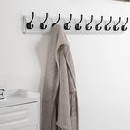 SKOLOO Farmhouse Style Large Wall Mounted Coat Rack-38.6'' Long, Pine Solid Wood Coat Hook Hanger - 10 Hooks for Hanging Clothes Robes Towels Coats