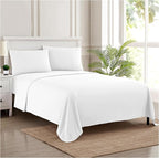 RV Queen Bed Sheets - Breathable Luxury Sheets with Full Elastic & Secure Corner Straps Built In - 1800 Supreme Collection Extra Soft Deep Pocket Bedding Set, Sheet Set, RV Short Queen, White