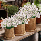 Lnoicy 24 Pcs Artificial Flowers for Outdoor,Plastic Flowers Decoration, UV Resistant Faux Flowers Shrubs, Artificial Plants for Indoor Outside Garden Home Wedding Farmhouse(White)