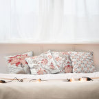 Ambesonne Vintage Throw Pillow Cushion Case Pack of 4, Ethnic Folkloric Flower Motifs in Neutral Tones Nostalgic Floral, Modern Accent Double-Sided Digital Printing, 24", Salmon Vermilion