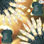 Blissun Christmas Lights, 50-Count Green Wire Light Set, Battery Operated Christmas Mini String Light with 8 Modes, 16 ft Fairy Lights for Christmas Tree Garden Wreath Decorations (2 Pack, Warm White)