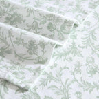 Laura Ashley - Flannel Sheets Queen Size, Anti-Pilling & Wrinkle Resistant Cotton, Touchably Soft for All-Season Comfort - Bed Sheets with Matching Pillowcases & Fitted Sheet (Brinna Green)