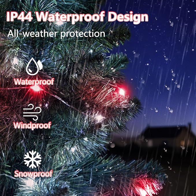 4-Pack 33FT 100 LED Fairy Lights Battery Operated with Remote Timer, Fairy Christmas String Lights for Bedroom Decor, Waterproof 8 Modes Twinkle Lights for Room Garden Party Wedding (Red and White)