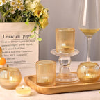 30pcs Assorted Ribbed Gold Votive Candle Holders, Gold Candle Holders for Wedding Table Centerpiece, Tea Light Candle Holder for Bridal Shower, Halloween, Christmas, Brithday and Holiday Decorations