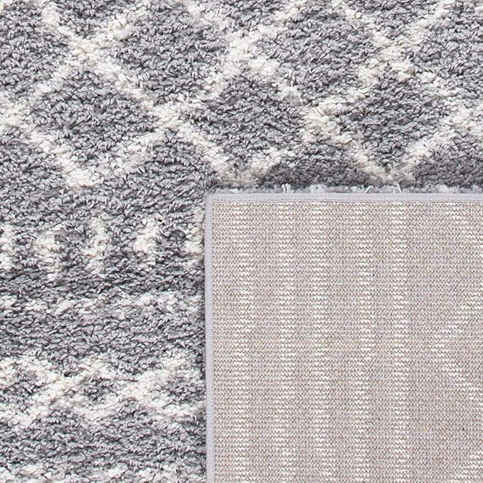 SAFAVIEH Arizona Shag Collection Area Rug - 5'1" x 7'6", Grey & Ivory, Moroccan Design, Non-Shedding & Easy Care, 1.6-inch Thick Ideal for High Traffic Areas in Living Room, Bedroom (ASG741G)