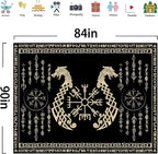 OSUNBD Nordic Vikings Tapestry, Large 8490 inches Soft Flannel, Vegvsir Symbol Twins Dragons Celtic Rune Scandinavian Aesthetic Mythology Tapestry Wall Hanging for Bedroom Living Room Decor