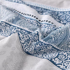 Cottolester Boho Comforter Set Full Size Light Blue Comforter Set 8 Piece Bed in a Bag Striped Paisley Bedding Sets