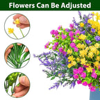 Artificial Plants Outdoor, 20PCS Artificial Flowers, UV Resistant Fake Flowers, Faux Flowers for Outdoor Planters for Front Porch Pot Decor