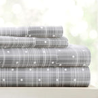 Linen Market Double-Brushed Patterned Microfiber California King Sheet Set 4 Piece – Oeko-TEX Certified Ultra Soft & Wrinkle-Free - 16" Deep Pocket Sheets Easy Care Cal-King Size - Polka Dot Gray