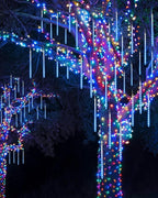Joomer Christmas Lights Outdoor, 11.8 inch 10 Tubes 240 LED Meteor Shower Lights, LED Snow Falling Icicle Cascading Light with Timer Waterproof and Connectable for Christmas Decoration (Blue)