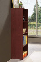 HODEDAH IMPORT 4-Shelf Bookcase Cabinet, Mahogany