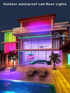 32.8ft LED Neon Rope Lights with App and Remote Control, IP65 Waterproof Neon Strip Lights for Outdoor Indoor, DIY Design Flexible Led Rope Lights for Bedroom, Living, Gaming, Party Decor