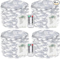 4-Pack Fairy Lights Battery Operated with Remote, Waterproof 33FT 100 LED Battery String Lights Outdoor Indoor, 8 Modes Twinkle Lights with Timer for DIY Home Centerpiece Christmas Decor (Cool White)