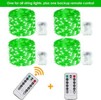 4 Pack 100 LED Fairy Lights Battery Operated with Remote, 33FT Waterproof Twinkle Lights with Timer & 8 Modes, Fairy String Lights Outdoor Indoor for Bedroom St Patrick's Day Decor (Green)