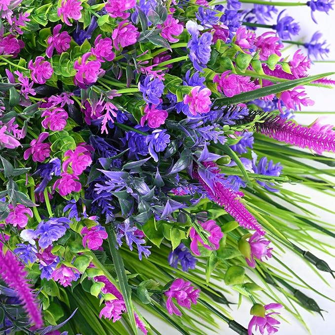 Artificial Plants Outdoor, 20PCS Artificial Flowers, UV Resistant Fake Flowers, Faux Flowers for Outdoor Planters for Front Porch Pot Decor