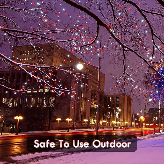 Connectable 240LED 88Ft 13Modes Christmas String Lights Outdoor Indoor | Extendable Green Wire Red & White Christmas Tree Lights with Timer | Twinkle Fairy Light Plug in for Xmas Tree (Red & White)
