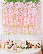 40 Pack Light Pink Wisteria Hanging Flowers, Fake Hanging Flowers for Decoration, Artificial Hanging Flowers,Vines for Bedroom,Flower Garland for Home,Party,Garden, Wall,Wedding Decoration(3.6 Ft/Pcs)