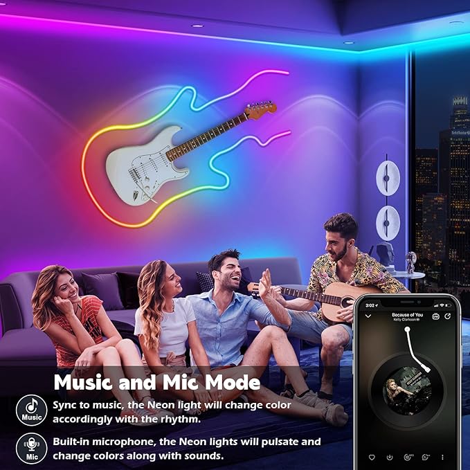 AILBTON 100Ft Neon Rope Lights,Flexible Led Rope Lights Control with App/Remote,Multiple Modes Rope Lights,IP65 Outdoor RGB Led Neons Lights,Music Sync Gaming Led Neon Light Strip for Bedroom Decor