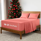 Mellanni Extra Deep King Sheets - 4 PC Iconic Collection Bedding - Hotel Luxury, Ultra Soft, Cooling Bed Sheets - Wrinkle, Fade, Stain Resistant (King, Coral)