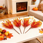 Geegoods 16 Bundles Artificial Fall Flowers Outdoor – Faux Lavender Flowers with Monkey Grass UV Resistant Plastic Faux Plants for Halloween Front Door Porch Patio Yard Balcony Decor, Orange Color