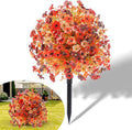 Artificial Mums Topiary Ball Tree With Flowers for Outdoors Fall Decor,Orange UV Resistant Fake Plants With Ground Spike Autumn Decorations for Home,Front Porch,Garden,Thanksgiving,Planters
