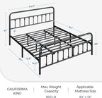 Yaheetech Classic Metal Platform Bed Frame Mattress Foundation with Victorian Style Iron-Art Headboard/Footboard/Under Bed Storage/No Box Spring Needed/California King Size Black