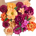 Alecono Artificial Flowers, Hot Pink and Orange Silk Fake Flowers for DIY Wedding Bridal Bouquets, Wedding Cake Flowers for Table Centerpieces Party Home Decorations