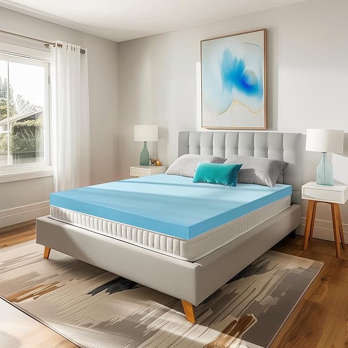 3 Inch Twin XL Memory Foam Mattress Topper Size for College and Dorm, Cooling Gel Infused, Mattress Pad for Pressure Relief, School Essentials, 39x80 Inches, Blue