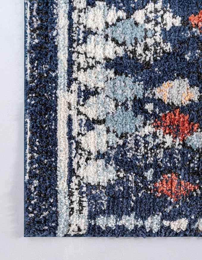 Rugs.com Morocco Collection Rug – 5' x 8' Navy Blue High-Pile Rug Perfect for Living Rooms, Large Dining Rooms, Open Floorplans