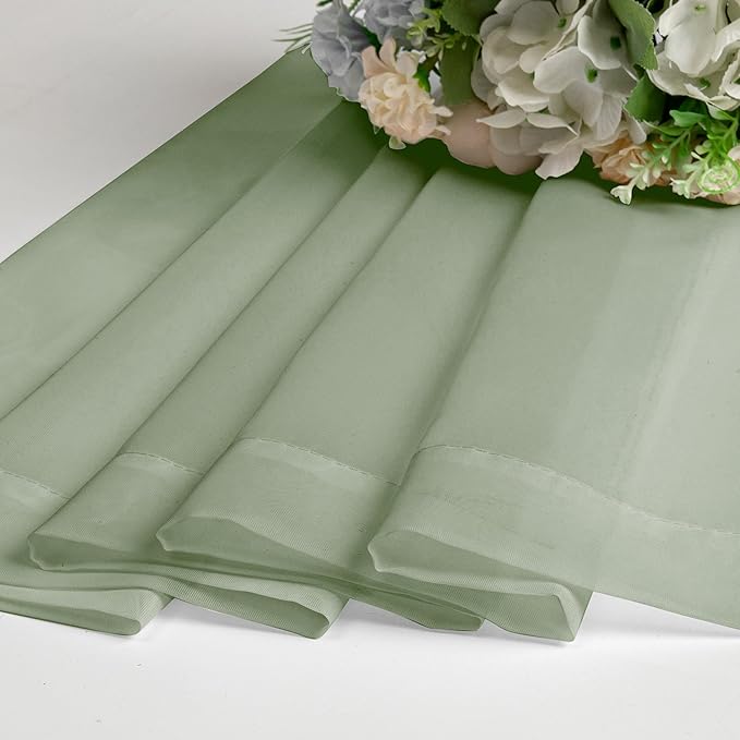 Chyhomenyc Extra Long Sage Green Voile Sheer Curtains 120 Inches Long 2 Pack, Window Drapes for Wedding Arch/Birthday Party/Hallway Window Guest Room Country House, 42Wx120L inch, 10FT L