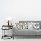 Ambesonne Floral Throw Pillow Cushion Case Pack of 4, Flower Petals Modern Color Palette Chamomile Peony Dahlia and Sunflower Print, Modern Accent Double-Sided Digital Printing, 16", Slate Brown Grey