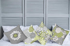 Ambesonne Floral Throw Pillow Cushion Case Pack of 4, Flower Petals Color Palette Chamomile Peony Dahlia and Sunflower, Accent Double-Sided Digital Printing, 18", Grey Pastel Green