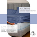 Linen Home 100% Cotton Percale Sheets Full Size, Dark Blue, Deep Pocket, 4 Pieces Set - 1 Flat, 1 Deep Pocket Fitted Sheet and 2 Pillowcases, Crisp Cool and Strong Bed Linen