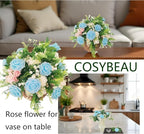Artificial Rose Flowers 25pcs, Light Blue Foam Fake Rose Faux Flower for Wedding Bouquets Bridal Shower Centerpieces Floral Arrangements Home Decorations Party Backdrops Table