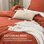 Litanika Comforters Burnt Orange Oversized Queen Size, 3 Pieces Lightweight Solid Bedding Comforter Set, All Season Fluffy Bed Set (98x98In Comforter & 2 Pillowcases)