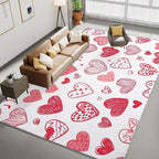 Washable Area Rug 6x9 ft Cartoon Hand-Painted Red Love 3D Print Area Rug for Living Room Bedroom Kids Room Home Decor Carpet, Indoor Non-Slip Floor Rug Mat, Low Pile Rugs