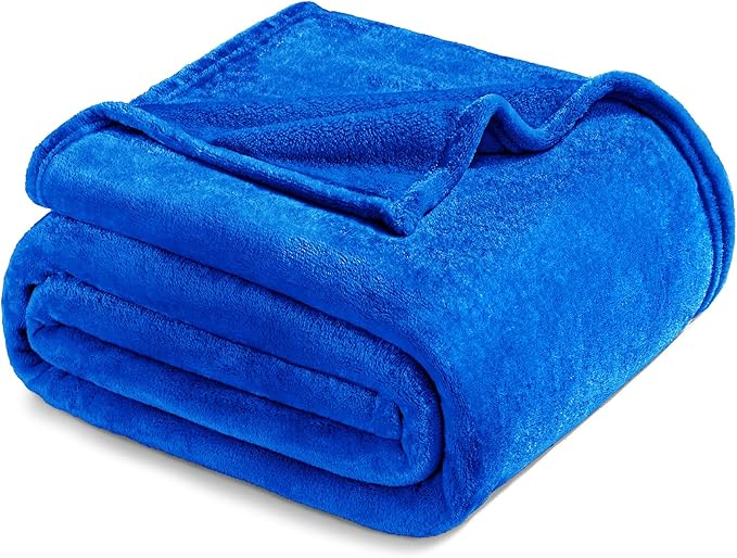 Exclusivo Mezcla Fleece Blanket King Size for Bed, Super Soft and Warm, All Season Use, Cozy, Plush, Lightweight, 90x104 Inches, Cobalt Blue