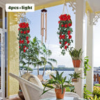 RECUTMS Hanging Flowers Artificial Plants 2PCS 3.3Ft Rose Vine Flower for Home Room Garden Wedding Indoor Outdoor Decoration (Red)