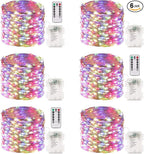 6-Pack 33FT 100 LED Fairy Lights Battery Operated with Remote & Timer, Fairy Christmas String Lights for Bedroom Decor, Waterproof 8 Modes Twinkle Lights for Room(Multicolor)…