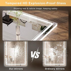 36''x36'' Lighted Mirrors for Bathroom Wall Backlit + Front Lit, Rectangular LED Bathroom Mirror Frameless with Lights Anti Fog, Dimmable, 3 Colors,Tempered Glass, Shatter-Proof
