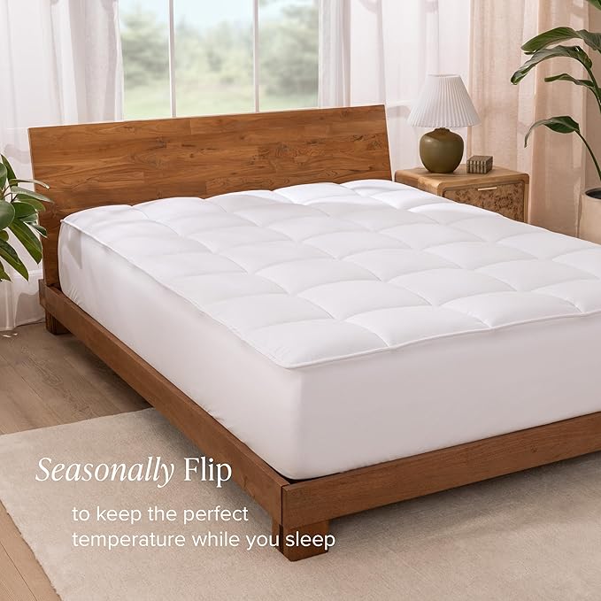 Bare Home Split King Microplush Mattress Topper - Pillow Top Reversible - Dual Sided All-Season - 8" to 24" Deep Pocket - Soft Fitted Cover - Plush Mattress Pad (Split King - 2 Twin XL)