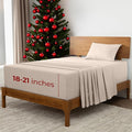 Mellanni Extra Deep Twin Sheets - 3 PC Iconic Collection Bedding - Hotel Luxury, Ultra Soft, Cooling Bed Sheets - Wrinkle, Fade, Stain Resistant (Twin, Beige)