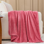 NEWCOSPLAY Super Soft King Blanket Coral Pink Premium Silky Flannel Fleece Leaves Pattern Lightweight Bed Blanket All Season Use (Coral Pink, King(90"x110"))